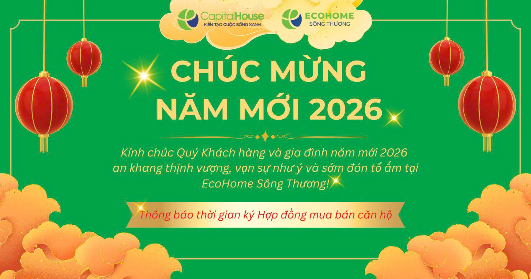 CHÚC MỪNG NĂM MỚI 2026 & THÔNG BÁO HOÀN HIỆN THỦ TỤC ĐỂ KÝ HỢP ĐỒNG MUA BÁN CĂN HỘ  DỰ ÁN NHÀ Ở XÃ HỘI SỐ 02 TẠI KHU SỐ 5, SỐ 9 – KHU ĐÔ THỊ PHÍA NAM THÀNH PHỐ BẮC GIANG (NAY THUỘC PHƯỜNG BẮC GIANG VÀ PHƯỜNG TÂN TIẾN, TỈNH BẮC NINH) – ECOHOME SÔNG THƯƠNG