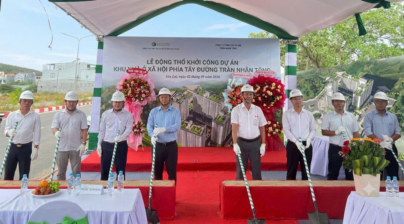 CHÍNH THỨC LỄ ĐỘNG THỔ, KHỞI CÔNG DỰ ÁN KHU NHÀ Ở XÃ HỘI PHÍA TÂY ĐƯỜNG TRẦN NHÂN TÔNG (GIA LAI)