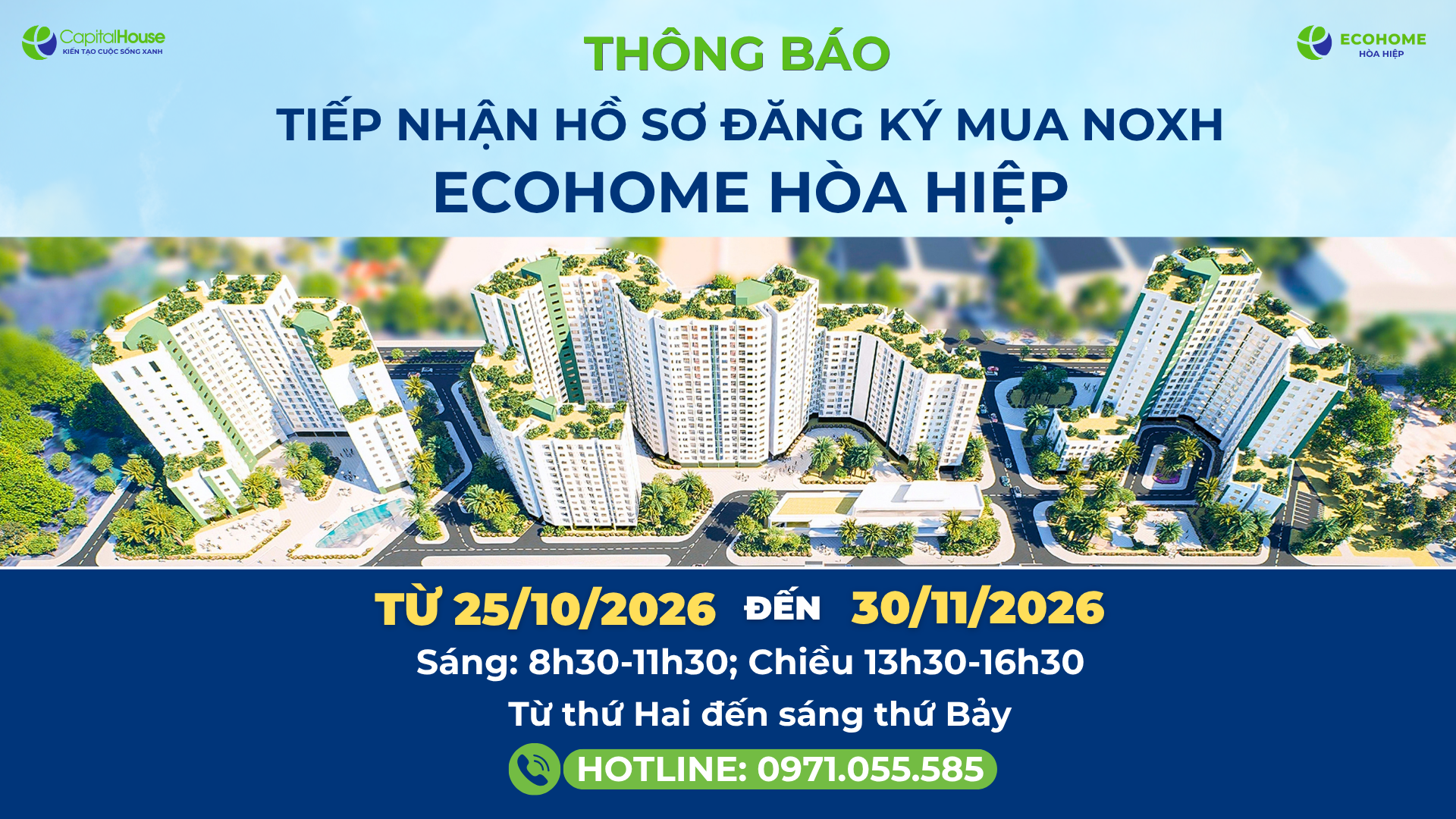 Ecohome Hòa Hiệp: Thông báo Tiếp nhận Hồ sơ đăng ký mua Nhà ở xã hội – Dự án nhà ở xã hội tại khu đất B4-1, B4-2 thuộc Khu tái định cư Hòa Hiệp 4