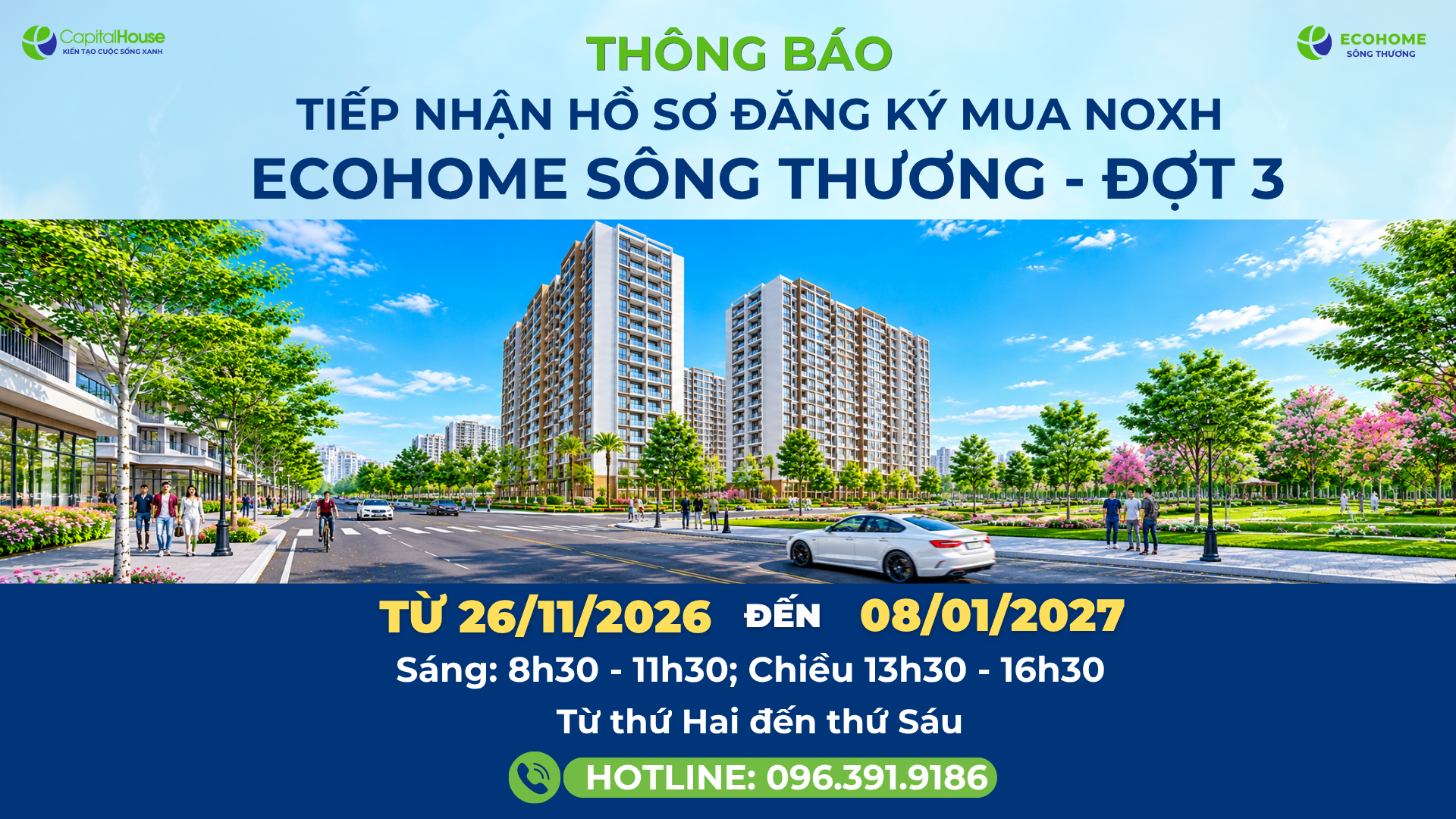 Ecohome Sông Thương: Thông báo Tiếp nhận Hồ sơ đăng ký mua NOXH EcoHome Sông Thương – Đợt 3